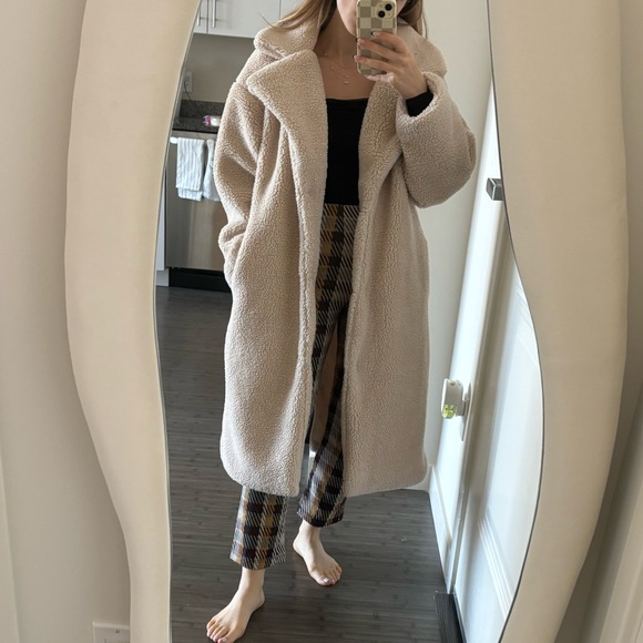 Princess Polly Jackets & Blazers - Princess Polly sherpa teddy trench coat long fleece oversized XS/S cream